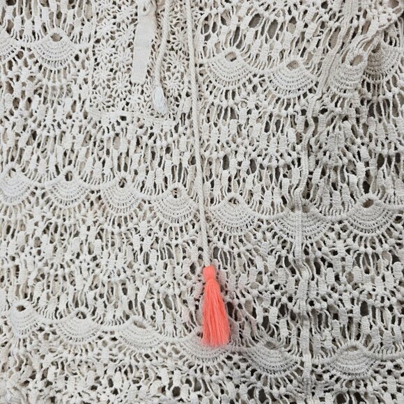 Rue21 Womens XL Crochet Lace Blouse Ivory Tassel Accent Semi-Sheer Boho Style - Picture 3 of 7